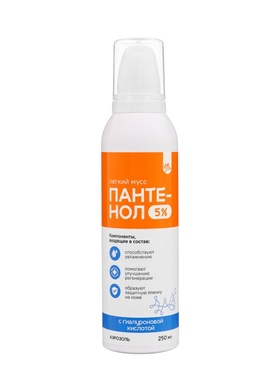 Легкий мусс «Пантенол» 5%, с гиалуроновой кислотой, аэрозоль, защитная плёнка на коже, 250 мл 11027947