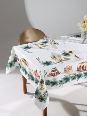 УЦЕНКА Набор новогодний New Years treat: скатерть 150×180 см ±3 см с ВГМО, салфетка 40×40 см-8 шт., 100% хлопок 11056025