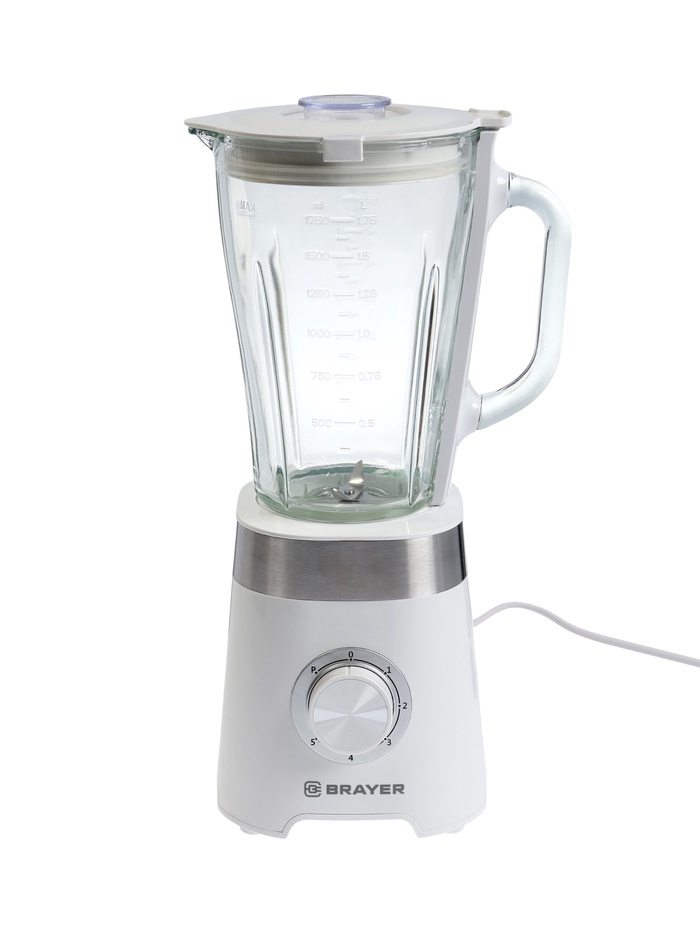 Блендер стационарный BRAYER 12006BR, 800 Вт, 1.75 л, 5 скоростей, белый - Фото 1