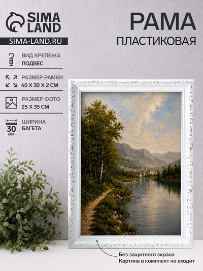 Рама для картин и зеркал Estelle Classic, 25×35 см, пластик, белая с серебром