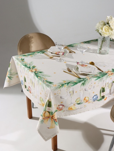 УЦЕНКА Набор столовый Spruce mood скат.150х180см +/-3см с ВГМО, салф.40х40см-8 шт, 100%хл