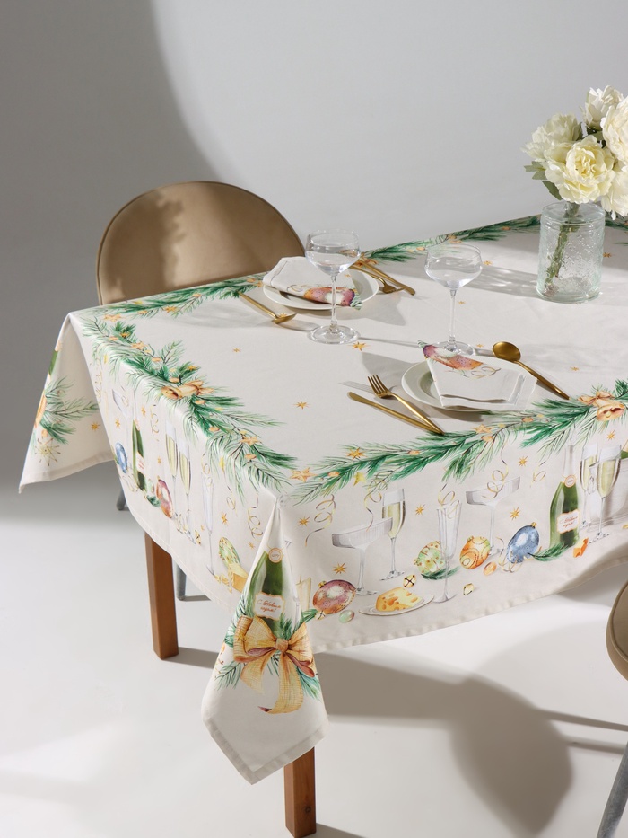 УЦЕНКА Набор столовый Spruce mood скат.150х180см +/-3см с ВГМО, салф.40х40см-8 шт, 100%хл - Фото 1