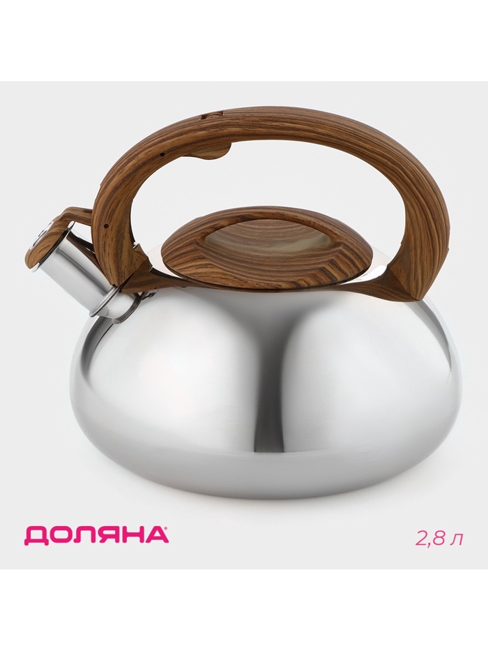 УЦЕНКА Чайник со свистком 2.8 л «Квант», коричневый, ручка soft-touch, индукция - Фото 1