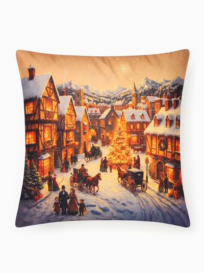 Набор декоративных наволочек «Этель» Christmas village, 40×40 см - 2 шт., велюр