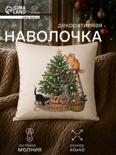 Наволочка декоративная «Этель. Усатый проказник», 40×40 см, велюр