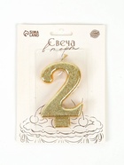 Свеча в торт «Соло. Цифра 2», 8.2 см, золотой блеск - Фото 3