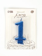 Свеча в торт «Соло. Цифра 1», 8.2 см, синий блеск - Фото 3