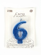 Свеча в торт «Соло. Цифра 6», 8.2 см, синий блеск - Фото 3