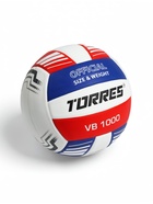 Волейбольный мяч TORRES VB 1000, р. 5, бутиловая камера, клееный, микрофибра, бело-сине-красный - Фото 3