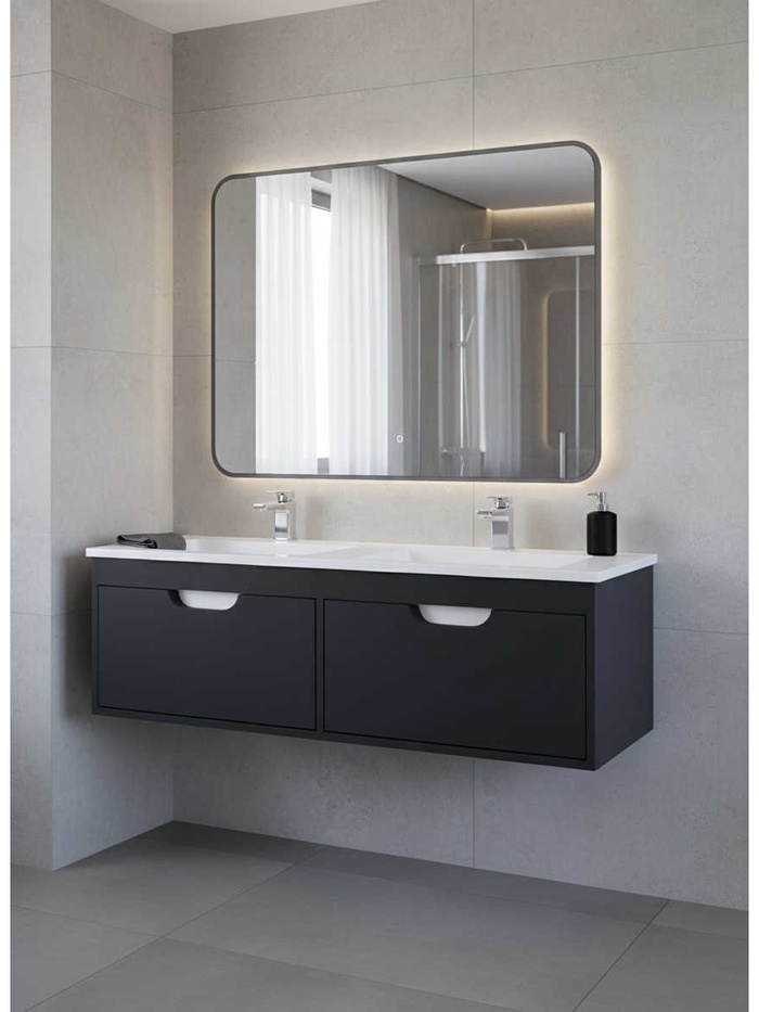 Тумба подвесная Uperwood, под двойную раковину Uperwood Modul 120 см, матовая, цвет чёрный - Фото 1