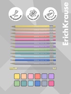 Карандаши механические 12 цветов ErichKrause Pastel Milky, шестигранные, 3 мм, с точилкой, в ПЭТ-боксе 11041428