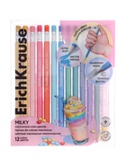 Карандаши механические 12 цветов ErichKrause Pastel Milky, шестигранные, 3 мм, с точилкой, в ПЭТ-боксе 11041428