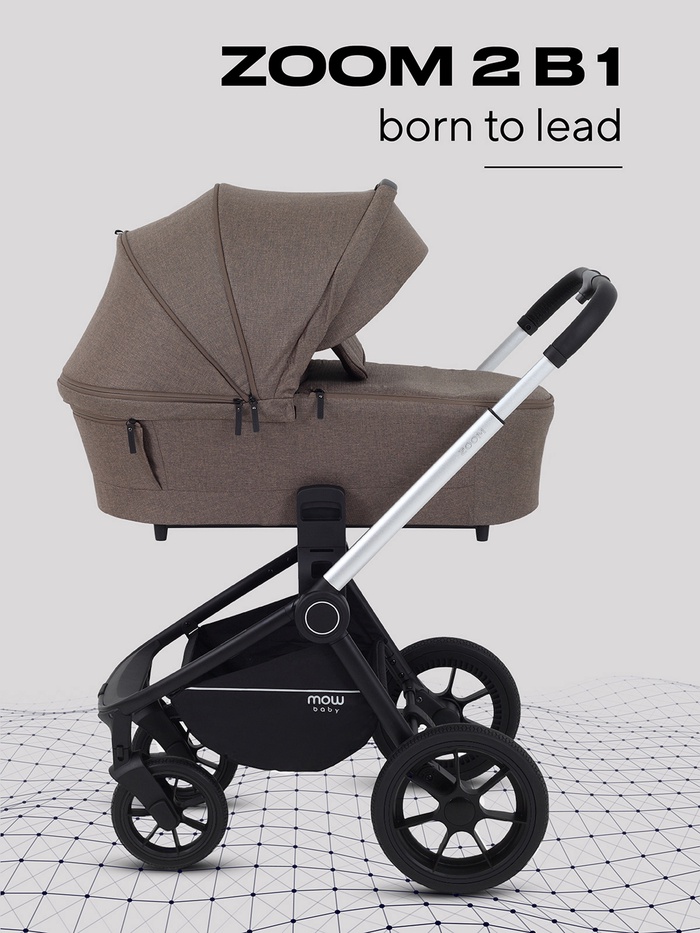 Коляска детская MOWBaby ZOOMPU (2в1) RA086 серебро какао