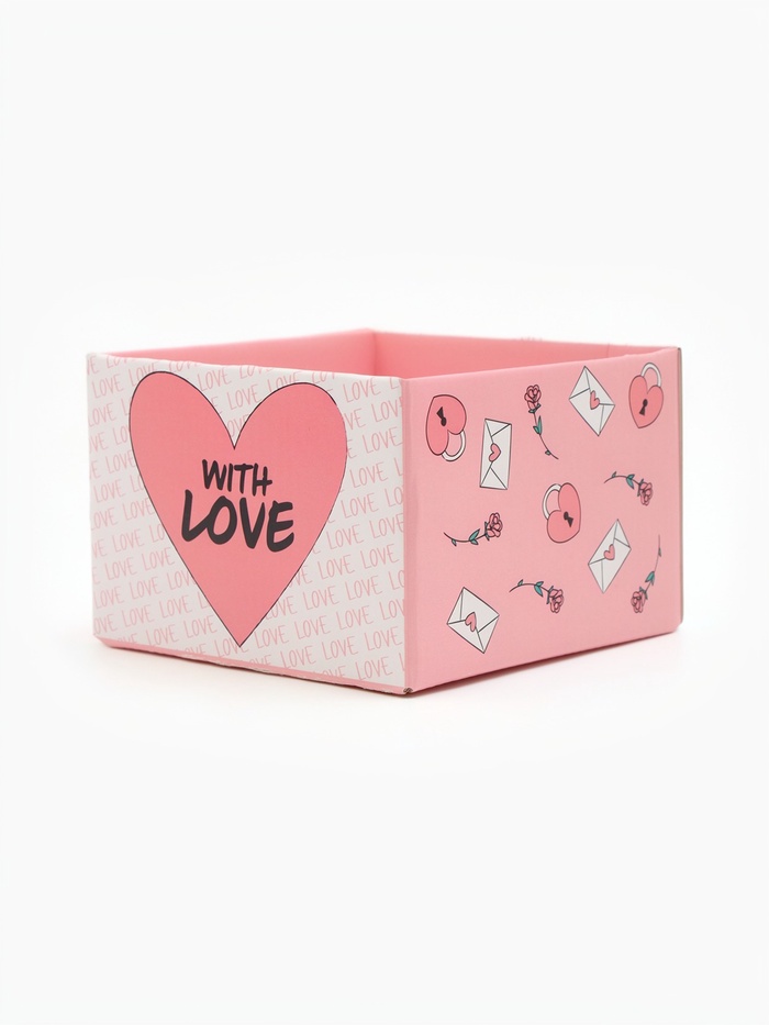Коробка самосборная With love, размер 12×12×8.5 см, плотность 270 г/м² - Фото 1
