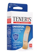 Лейкопластырь медицинский бактерицидный TENERIS Universal, полимерная основа, 7.6×1.9 см, 20 шт. - Фото 1