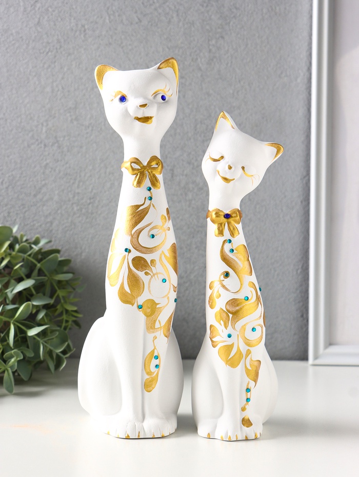 Фигура Love коты набор 2 шт, со стразами, 26 см, белый