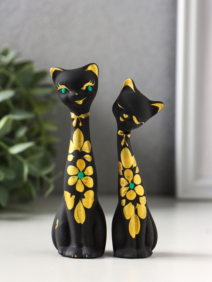 Фигура Love коты набор 2 шт, 11 см, черный