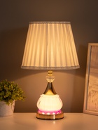 Лампа настольная RISALUX «Ева», 1×40 Вт, Е27, 1×4 Вт, LED, розово-золотая, 25×25×42 см - фото 809739475