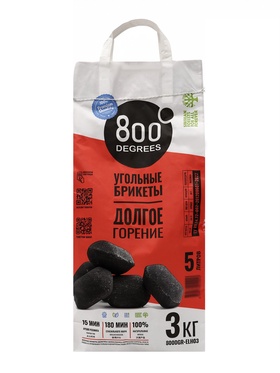 Угольные брикеты «Долгое Горение» 800 Degrees, мешок, 3 кг 11052319