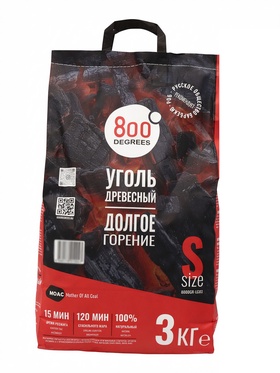 Уголь древесный кусковой «Долгое Горение» 800 Degrees, мешок, 3 кг 11052323