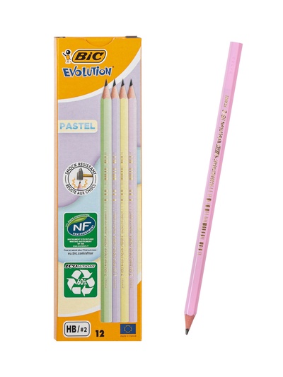 Карандаш чернографитный BIC HB Evolution «Пастель», пластиковый