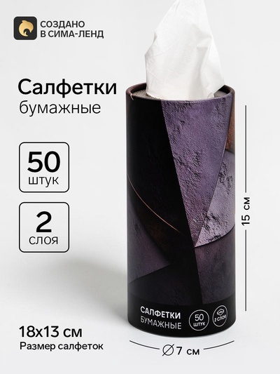 Салфетки бумажные в тубусе «Авто», 50 шт.
