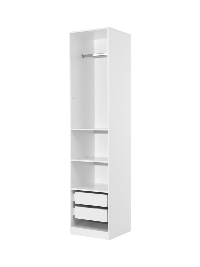 Шкаф - пенал гардеробной системы «Эккервуд», с 2 ящиками, с штангой, с полками, 500×490×2200 мм, цвет белый - Фото 1