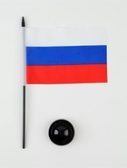 Флаг России, 14×21 см, флагшток 33.5×6.4 см, полиэстер - фото 809772986