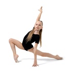 Купальник для художественной гимнастики и танцев Grace Dance, короткий рукав, размер 34, чёрный - Фото 5