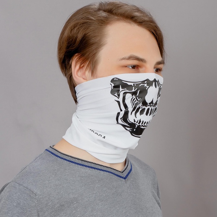 УЦЕНКА Бандана-труба LUCOSA SILK WHITE SKULL, П-019/2 - Фото 1