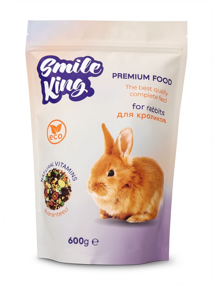 Корм для кроликов Smile King премиум, дой-пак пакет, 600 г - Фото 1