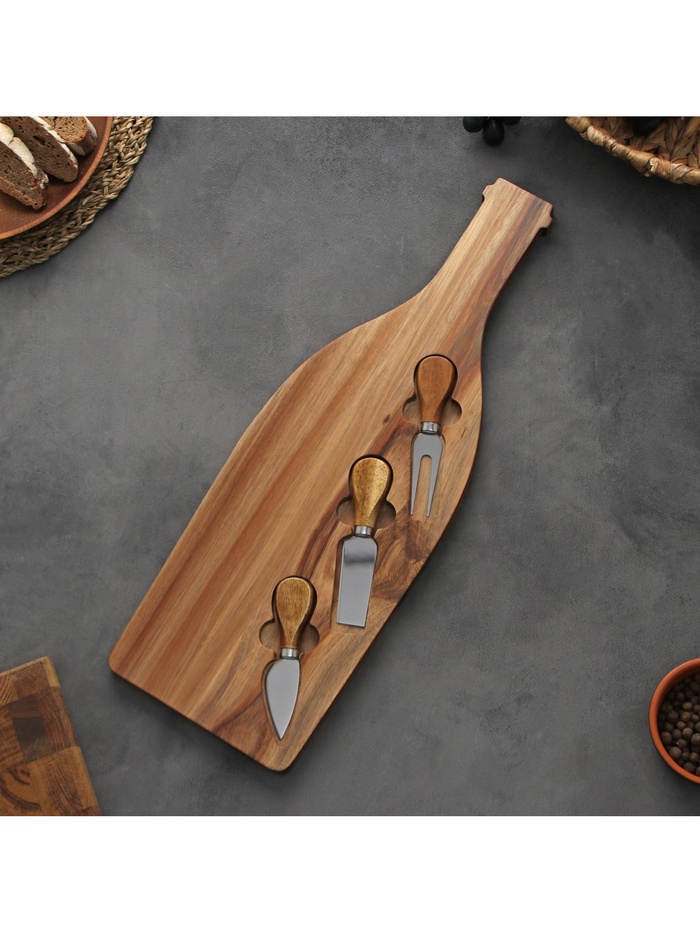 УЦЕНКА Набор для подачи сыра Bottle, 2 ножа, акация - Фото 1