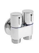 УЦЕНКА Кран для бытовых приборов ZEIN, 1/2" × 1/2", угловой, двойной, хром - Фото 1