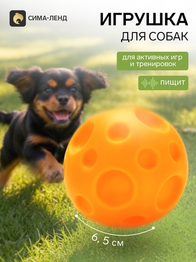Игрушка для собак с пищалкой «Мячик планета», 6.5 см, оранжевая