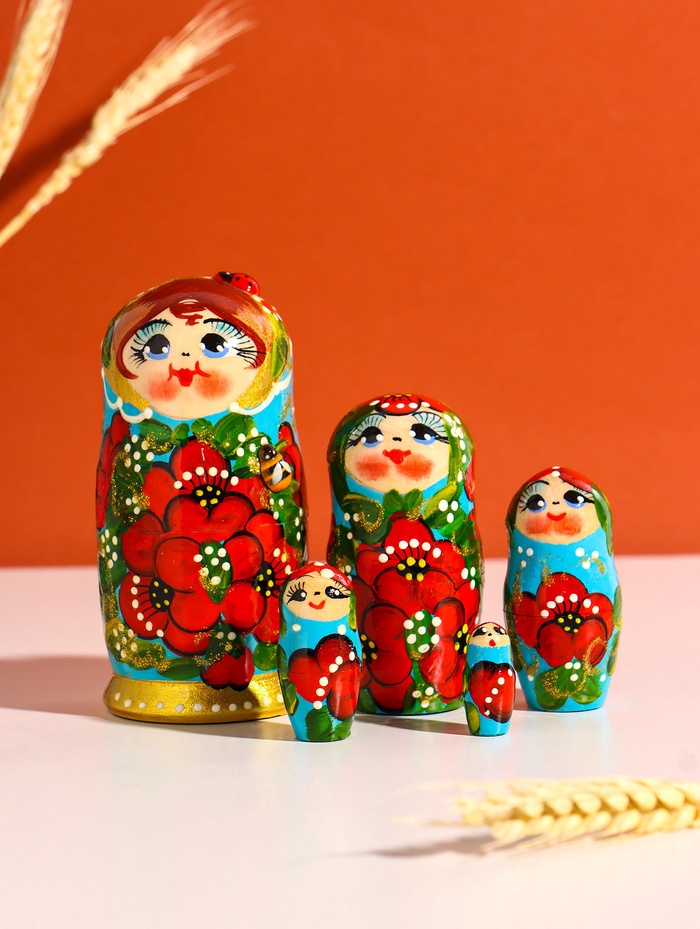 Матрёшка дерево «Любава», 5-ти кукольная, 11 см, ручная работа, МИКС