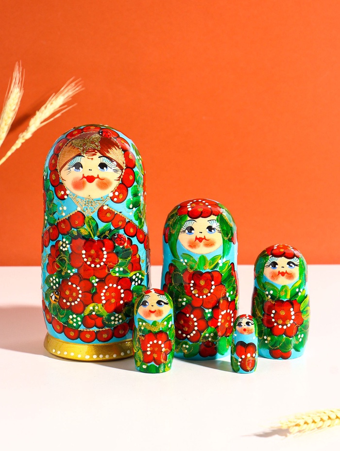 Матрёшка дерево «Аленка», 5-ти кукольная, 18 см, ручная работа, МИКС