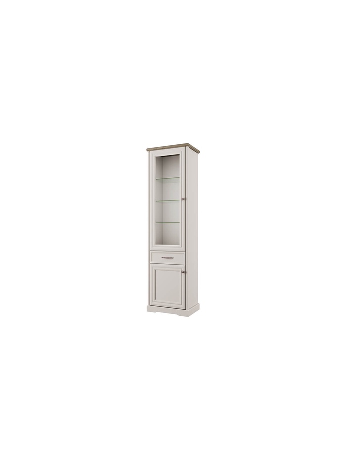Шкаф - витрина Toscana New 1V1D1S, 588×393×2109 мм, цвет персидский жемчуг/дуб каньон