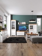 Шкаф - витрина Taurus 1V2D, 962×357×1530 мм, цвет белый глянец/дуб вотан - Фото 5