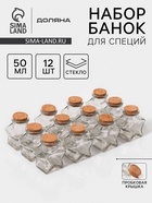 УЦЕНКА Набор для специй с пробковой крышкой «Парфе. Звезда», 11 шт., 50 мл, 6.6×6.8×3.9 см 11065637