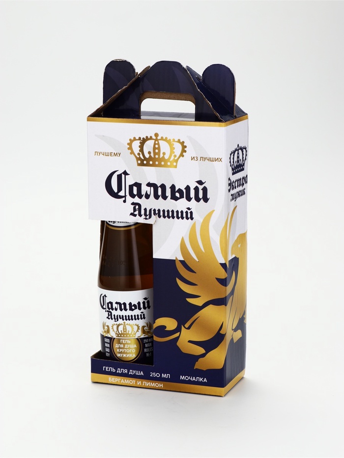 УЦЕНКА Набор «Экстра мужик»: гель для душа во флаконе пиво 250 мл, мочалка - Фото 1