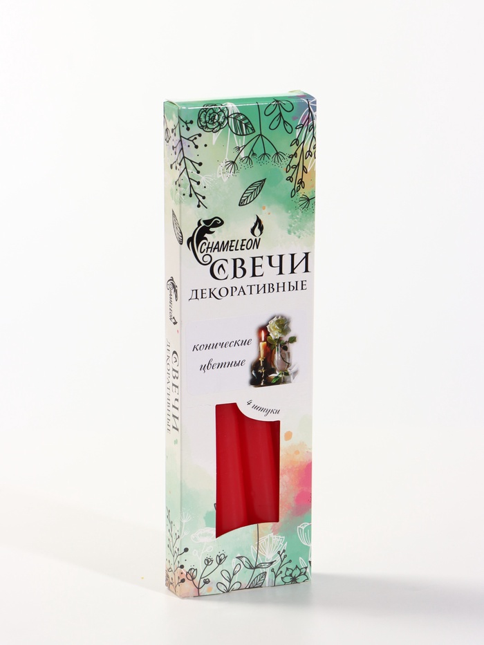 Свечи античные, набор 4 шт., 2.2×24 см, 8 ч, 50 г, красные