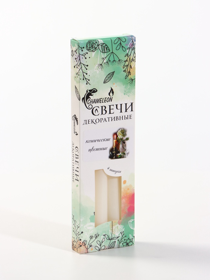 Свечи античные, набор 4 шт., 2.2×24 см, 8 ч, 50 г, белые