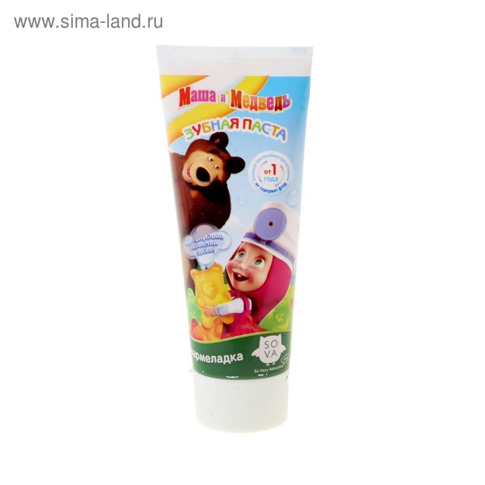 Зубная паста-гель детская Маша и Медведь Мармеладка, от 1 года до 6 лет, 75 мл - Фото 1