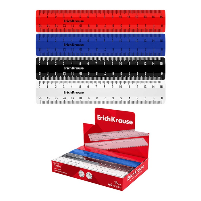 Линейка 15см ErichKrause Classic, микс,