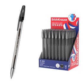 Ручка гелевая ErichKrause R-301 Gel Stick Classic, узел 0.5 мм, для ОГЭ/ЕГЭ, черная