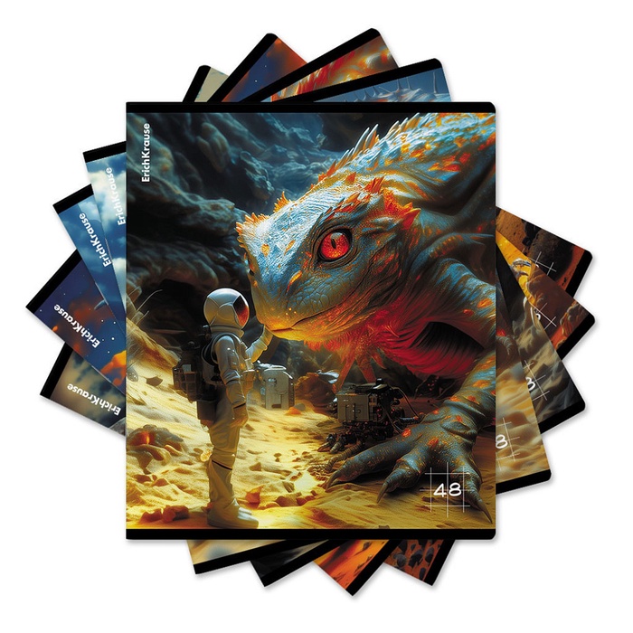 Тетрадь 48 листов в клетку ErichKrause Cosmo Dragons, МИКС