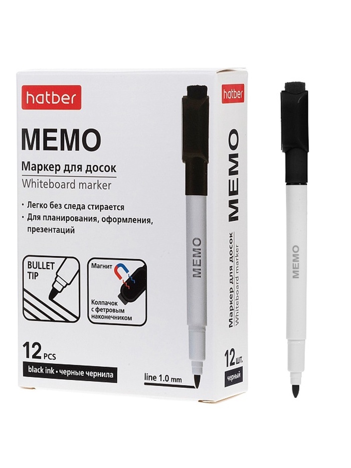 WB_087372 Маркер Мемо для магнитно-маркерных досок на магните со стирателем закруг пишущ уз
