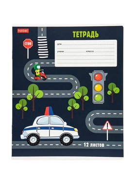 Тетрадь 12л А5ф в Частую КОСУЮ линию 60-65г/кв.м на скобе Обл. мел.картон 5 диз. скругл.угл