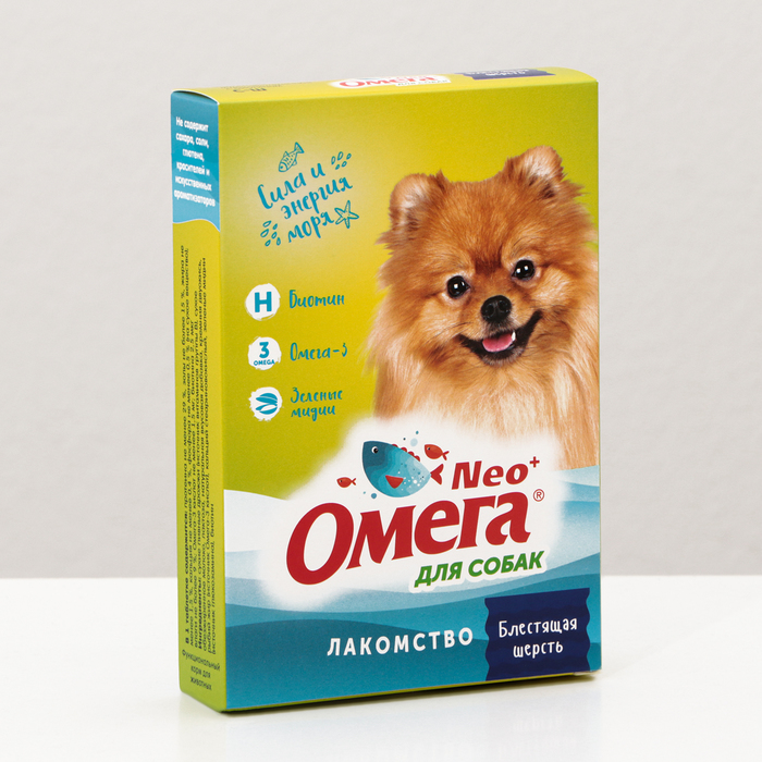 Мультивитаминное лакомство Омега Neo для собак, с биотином, 90 табл. - Фото 1