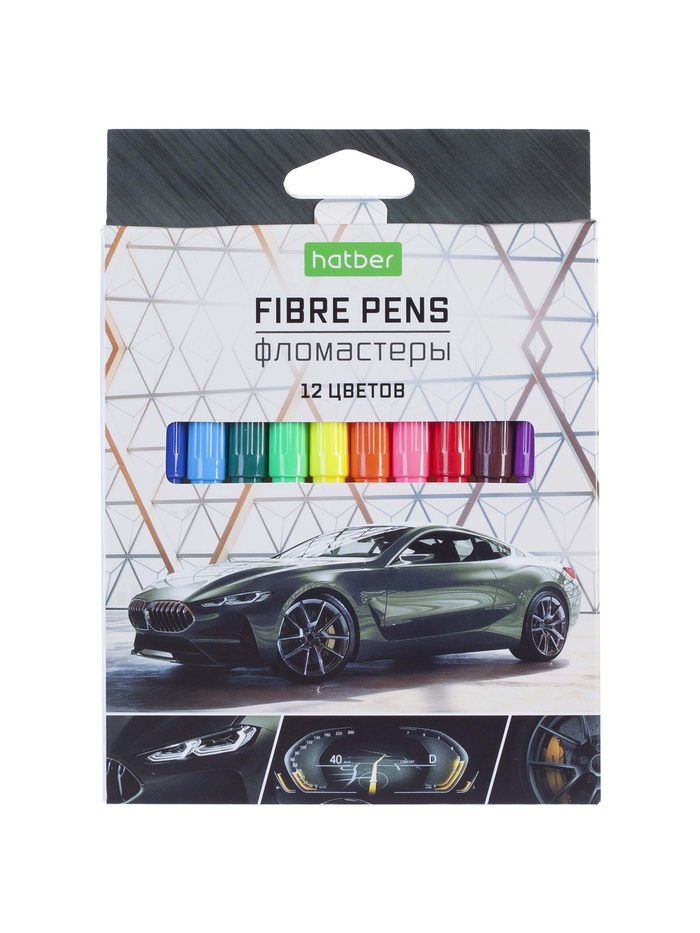 Фломастеры 12цв, Hatber, ЭКО, Скорость, карт.уп, европодвес 71098